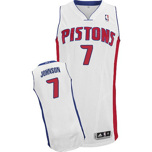 Mens Adidas Detroit Pistons 7 Stanley Johnson Authentic White Home NBA Jersey